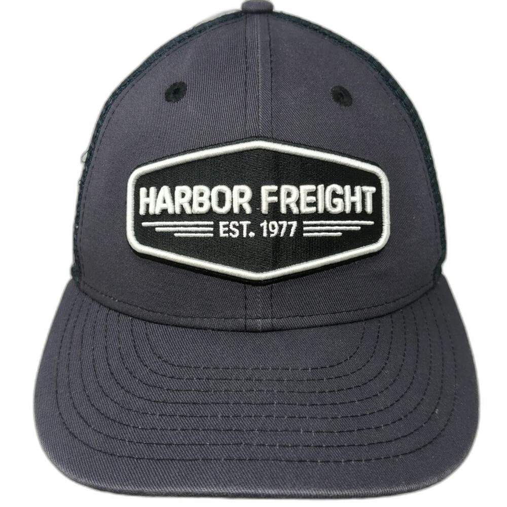 Harbor Freight Trucker Hat Gray One Size Snapback Mesh Patch HFT Logo Est 1977